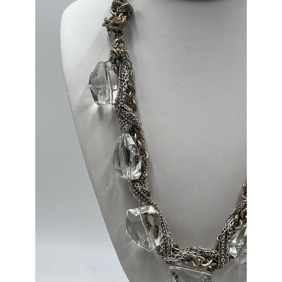 J. Crew Chunky Glass Rhinestone Mixed MultiStrand Braided Metal necklace - Picture 6 of 14